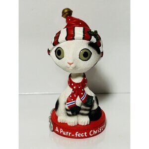 Twisted Whiskers Cat A Purr-fect Christmas Bobble Head American Greetings 6”